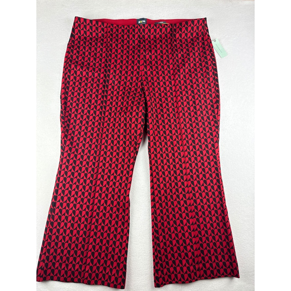 Maeve Anthropologie The Margot Heart Print Cropped Pants Red Black Plus 2X NEW